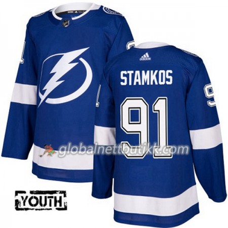 Tampa Bay Lightning Hockeydrakt Steven Stamkos 91 2017-2018 Blå Adidas Authentic - Barn